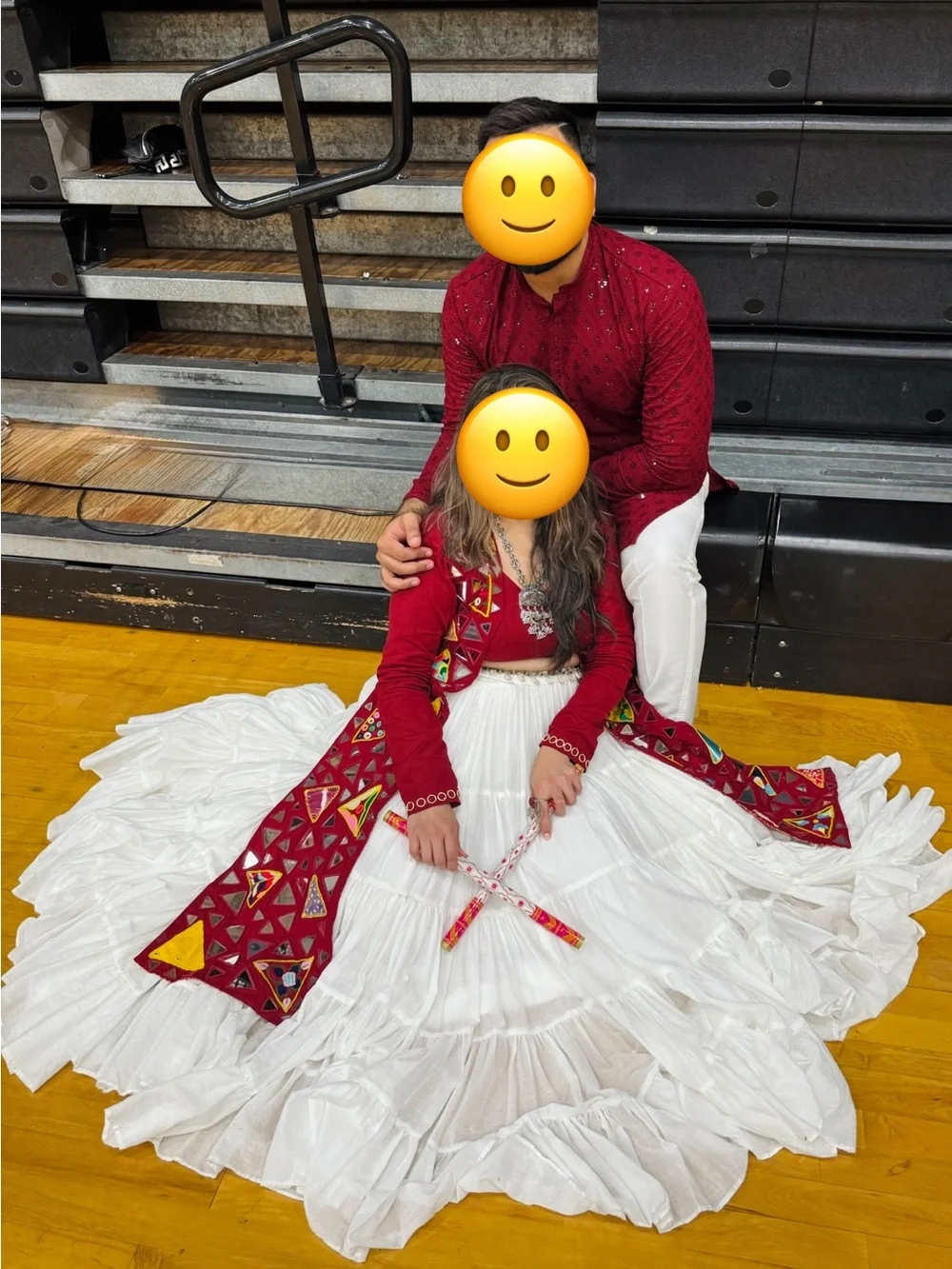 Family/mom&baby/couple/individual Maroon and White Navratri chaniya choli Se
